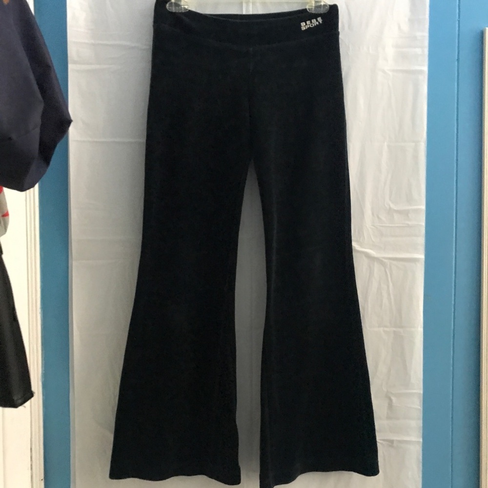 Bebe Sport Navy Blue Velvet Leggings